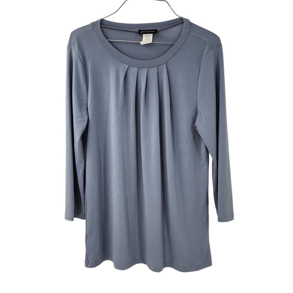GRAYSON Blue Pleated Blouse Top Womens Size Medium M Flowy